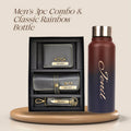 Customized Best Vegan Leather Combo with Water Bottle - Grey