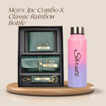 Customized Best Vegan Leather Combo with Water Bottle - Green