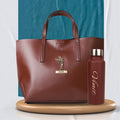 Personalized Perfect Women Tote Bag and Water Bottle - Brown