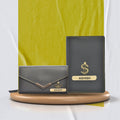 Personalized Lady Wallet and Passport Cover Combo - Grey
