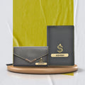 Personalized Lady Wallet and Passport Cover Combo - Grey