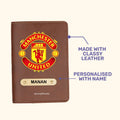 Manchester United Print Personalised Nexon Passport Cover - Brown