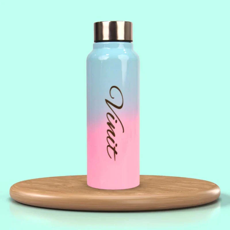 Personalized Multicolor Water Bottle - Blue Rainbow 1