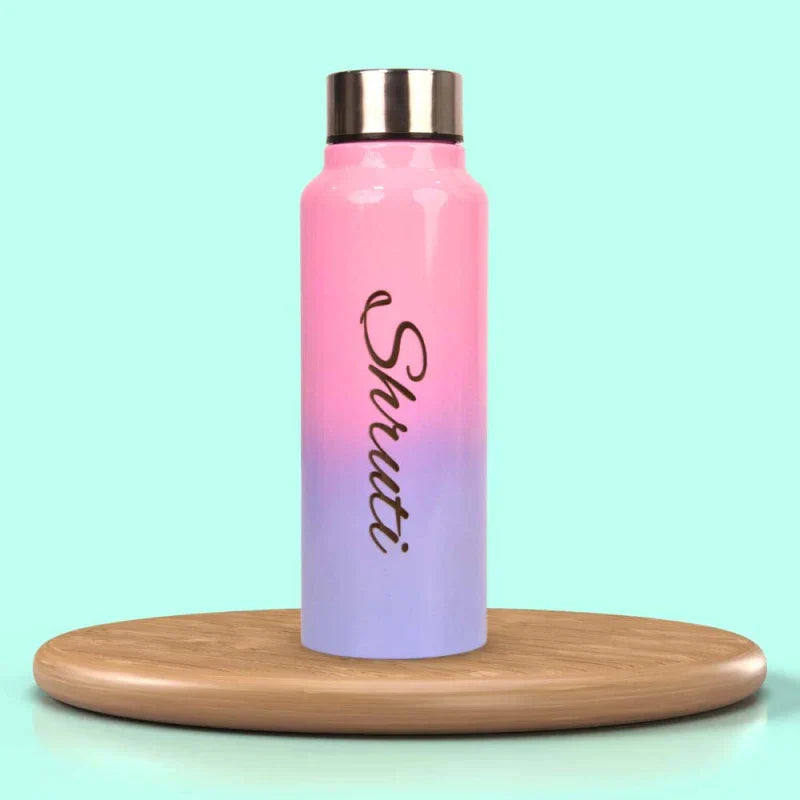 Personalized Multicolor Water Bottle - Pink Rainbow 2