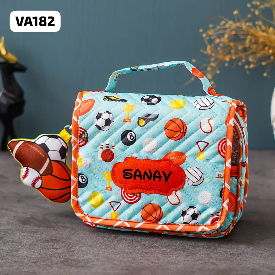 Your Gift Studio Sports Themed Customised Multipurpose Travel Kit For Kids (Blue)