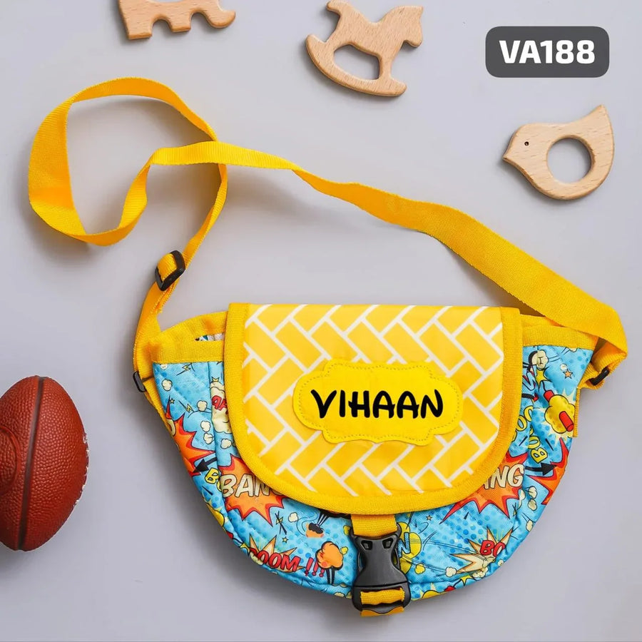 Your Gift Studio Spider Print Kids Customised Sling Bag (Yellow)