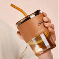 Personalized Leather Sleeve Coffee Tumbler-Tann