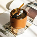 Personalized Leather Sleeve Coffee Tumbler-Tann