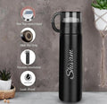 Personalized Stainless Steel Hot & Cold Flask Bottle With Cup 500 ml - Black