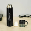 Personalized Stainless Steel Hot & Cold Flask Bottle With Cup 500 ml - Black
