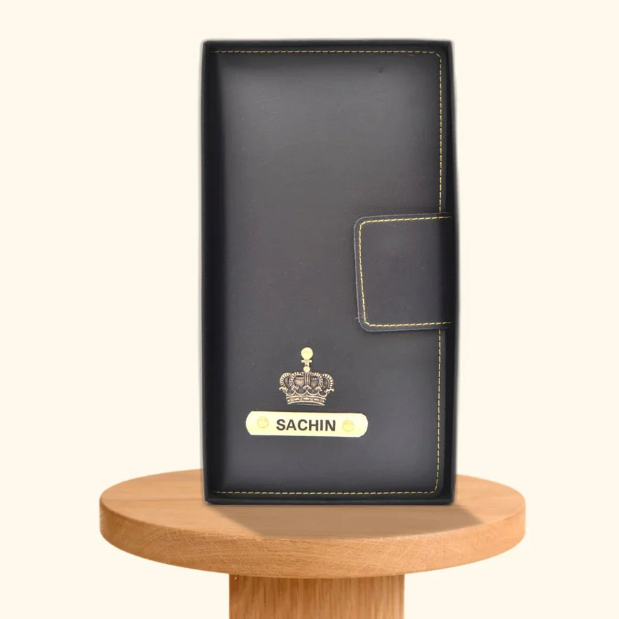 Personalized Travel Wallet (Buttoned) - Black