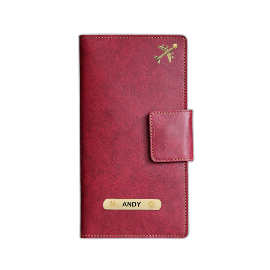 Classy Leather Travel Wallet (Buttoned) - Wine