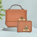 Personalized Couple's Combo : Sling Bag & Men's Wallet - Tan