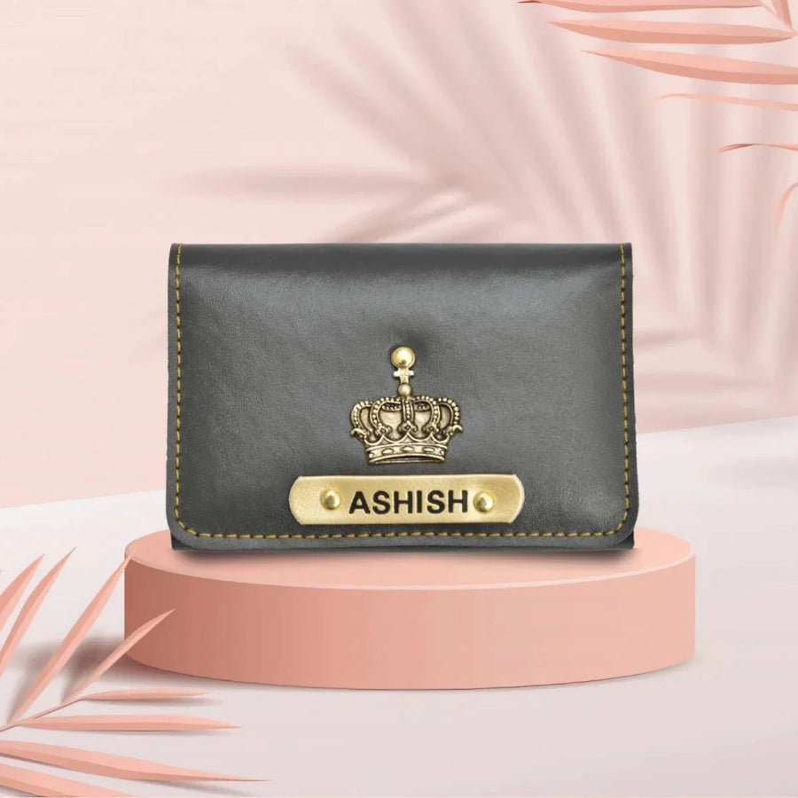 Personalized Business - Visitng Card Holder Vegan Leather - Grey