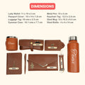 Customized Women Gift with Name & Charm, Leather Lady Wallett, Passport Cover, Water Bottle, Keychain, Customised Pen - Tan