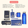 Customized Women Gift with Name & Charm, Leather Lady Wallett, Passport Cover, Water Bottle, Keychain, Customised Pen - Blue
