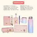 Customized Women Gift with Name & Charm, Leather Lady Wallett, Passport Cover, Water Bottle, Keychain, Customised Pen - Pink
