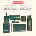 Customized Women Gift with Name & Charm, Leather Lady Wallett, Passport Cover, Water Bottle, Keychain, Customised Pen - Green