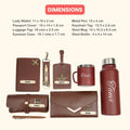 Customized Women Gift with Name & Charm, Leather Lady Wallett, Passport Cover, Water Bottle, Keychain, Customised Pen - Brown