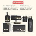 Customized Women Gift with Name & Charm, Leather Lady Wallett, Passport Cover, Water Bottle, Keychain, Customised Pen - Black