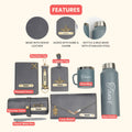 Customized Women Gift with Name & Charm, Leather Lady Wallett, Passport Cover, Water Bottle, Keychain, Customised Pen - Grey
