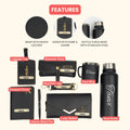 Customized Women Gift with Name & Charm, Leather Lady Wallett, Passport Cover, Water Bottle, Keychain, Customised Pen - Black
