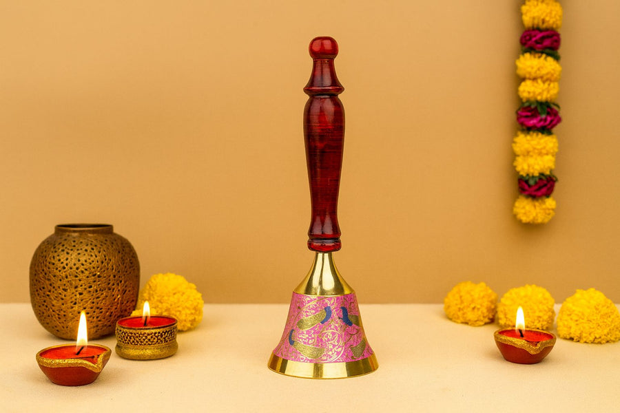 Brass Pooja Bell with Wooden Handle
