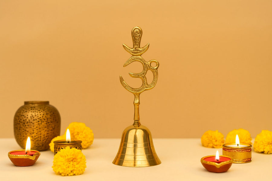 "Om Brass Bell 🛎️ | Handcrafted Spiritual & Pooja Decor"
