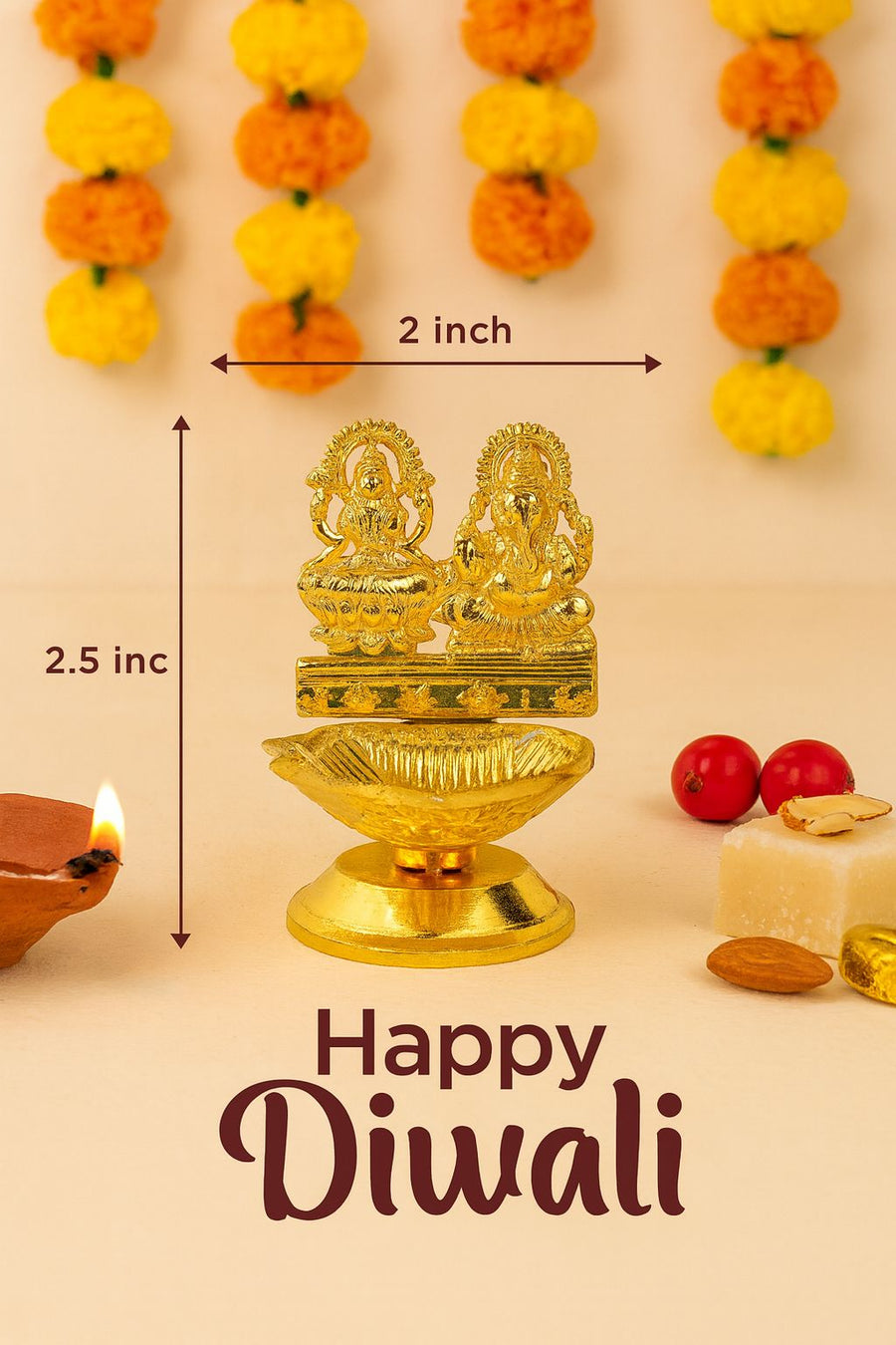 Laxmi Ji + Ganpati Bappa Metal Diya Premium Quality