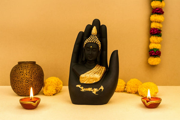 "Palm Buddha Statue 🕉️ | Handcrafted Spiritual & Home Decor – Premium Quality"