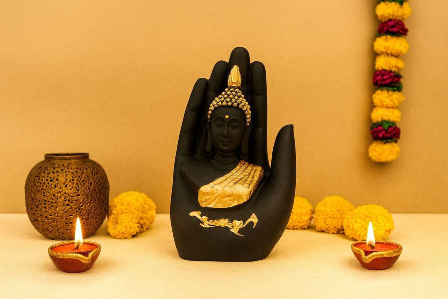 "Palm Buddha Statue 🕉️ | Handcrafted Spiritual & Home Decor – Premium Quality"