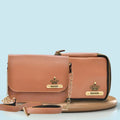 Personalized Mini make up kit + Chained Sling bag - Tan