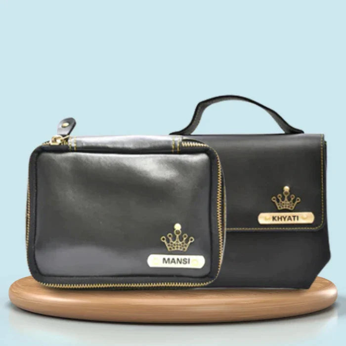 Personalized Mini make up kit + Sling bag - Black