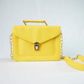 Customized Women's Leather bag (Buttoned) - Yellow
