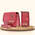 Women's Combo : Premium Lady Wallet & Chained Sling Bag - Wine
