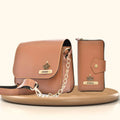 Women's Combo : Premium Lady Wallet & Chained Sling Bag - Tan