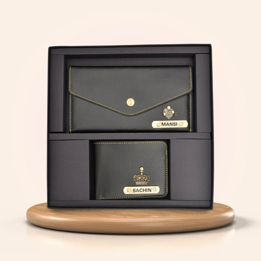 MInimal clutch + Men's Wallet (Couple Gift 2) - Black