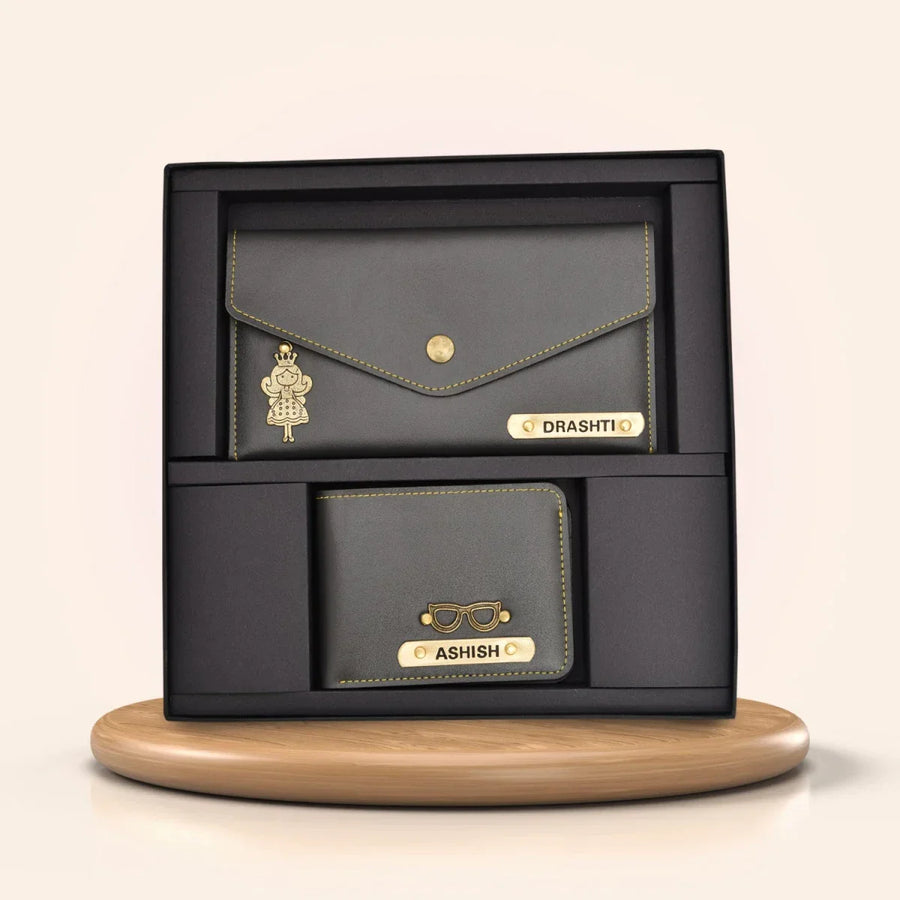 MInimal clutch + Men's Wallet (Couple Gift 2) - Grey