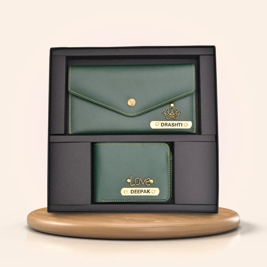 MInimal clutch + Men's Wallet (Couple Gift 2) - Olive Green