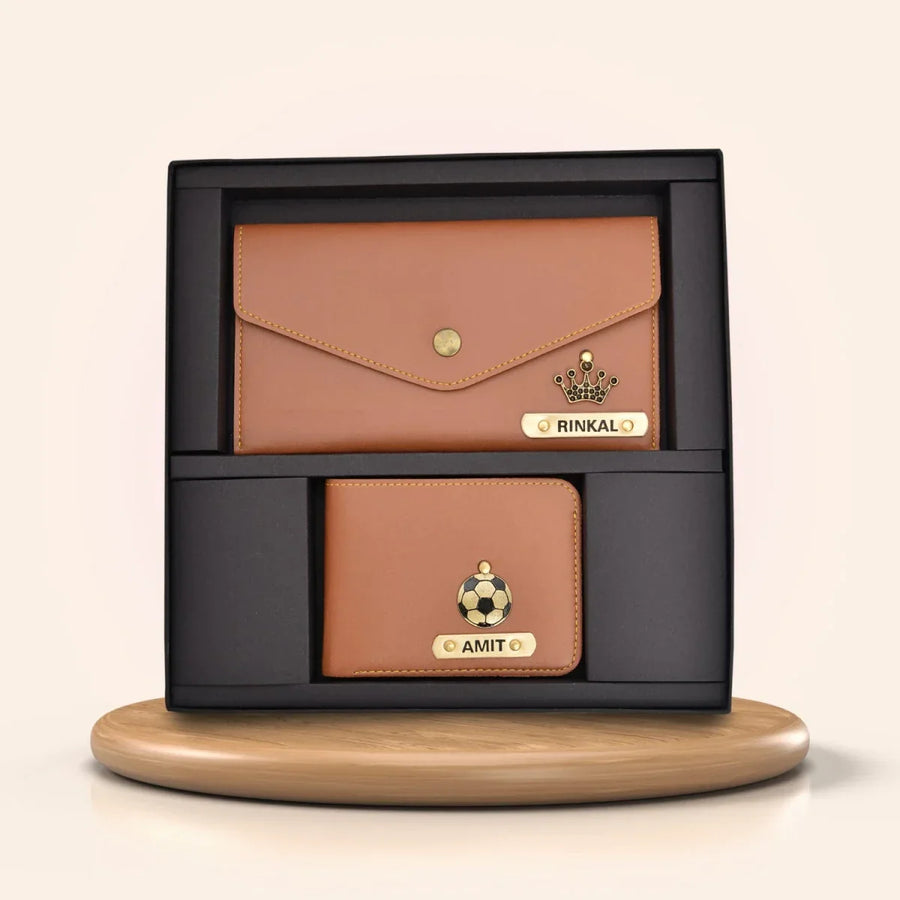 MInimal clutch + Men's Wallet (Couple Gift 2) - Tan