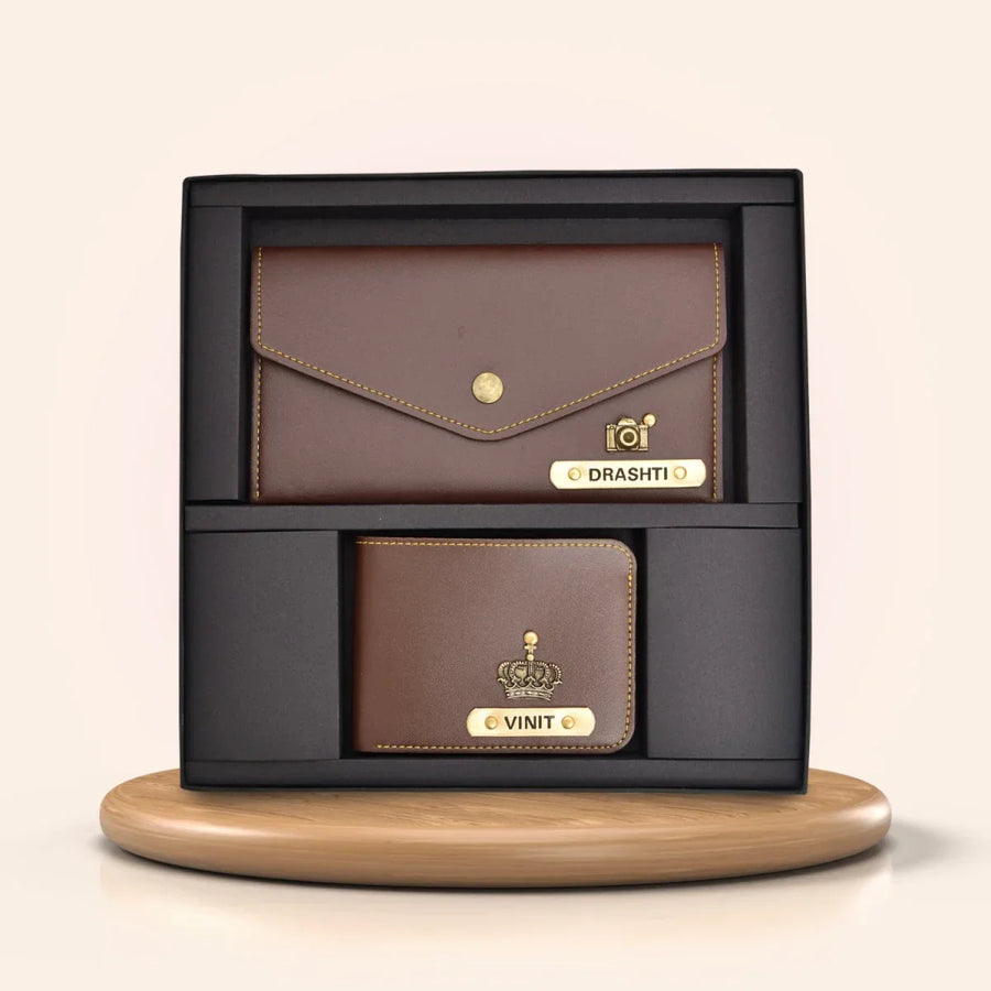 Minimal clutch + Men's Wallet (Couple Gift 2) - Brown