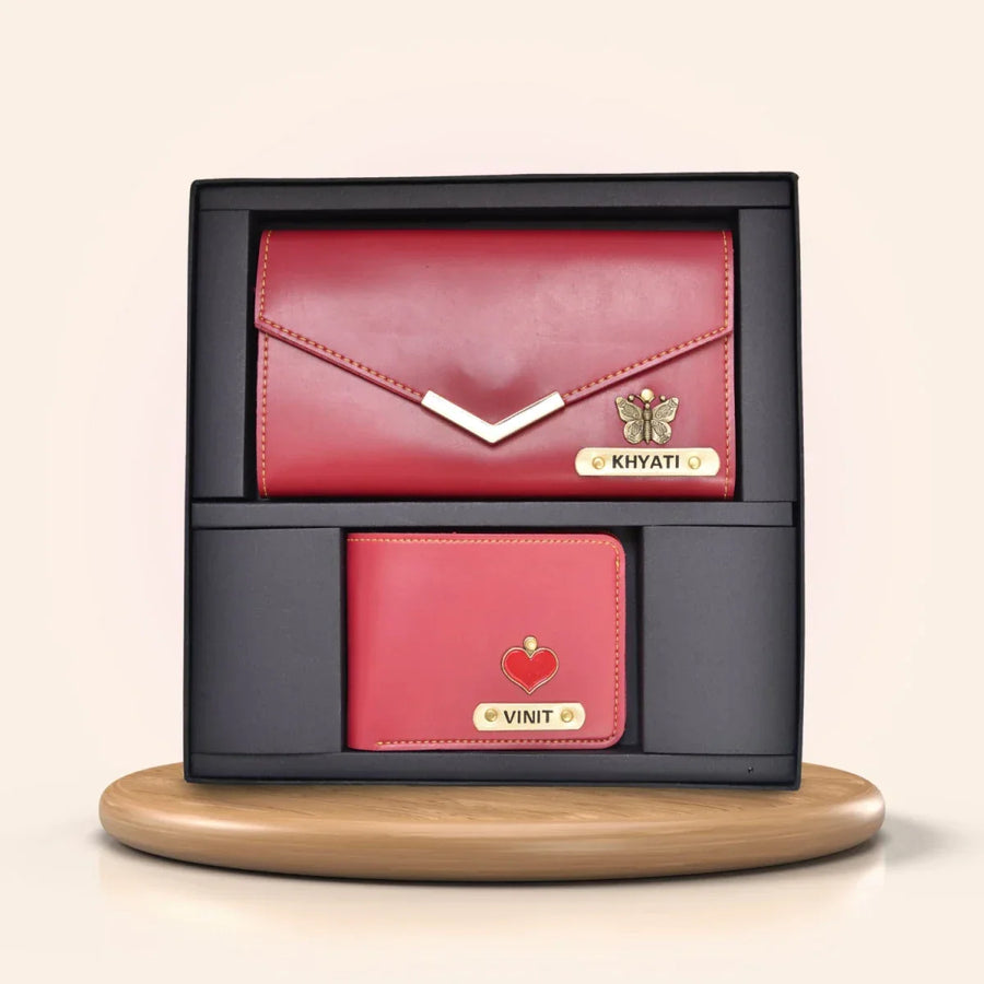 Lady Wallet + Men's Wallet (Couple Gift 1) - Wine