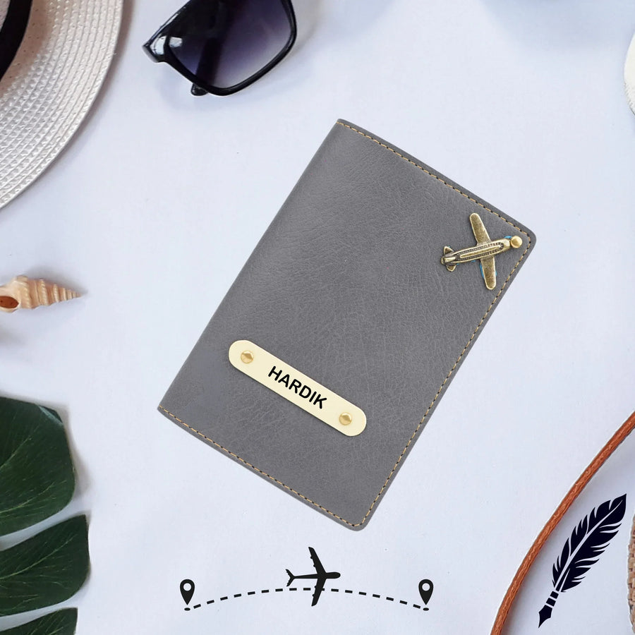 Personalized Nexon Leather Passport Cover - Grey