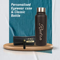 Customized Perfect Water Bottle and Eyewear Case - Black