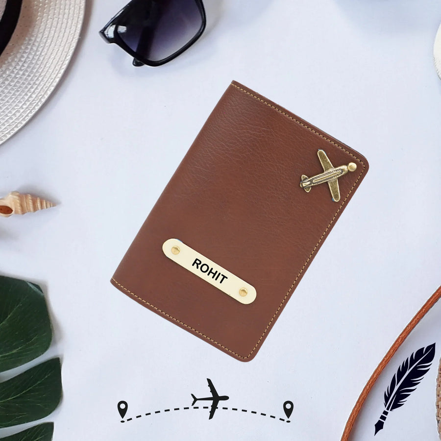 Personalized Nexon Leather Passport Cover - Brown