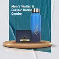 Personalized Men's Combo Wallet & Multicolor Bottle - Blue