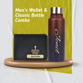 Personalized Men's Combo Wallet & Multicolor Bottle - Black