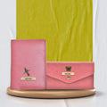Customized Classy Leather Lady Wallet and Passport Cover Combo - Peach