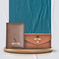Customized Classy Leather Lady Wallet and Passport Cover Combo - Wine