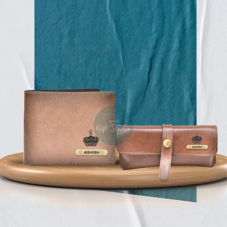 Customized Men's Wallet and Eyewear Case - Brown